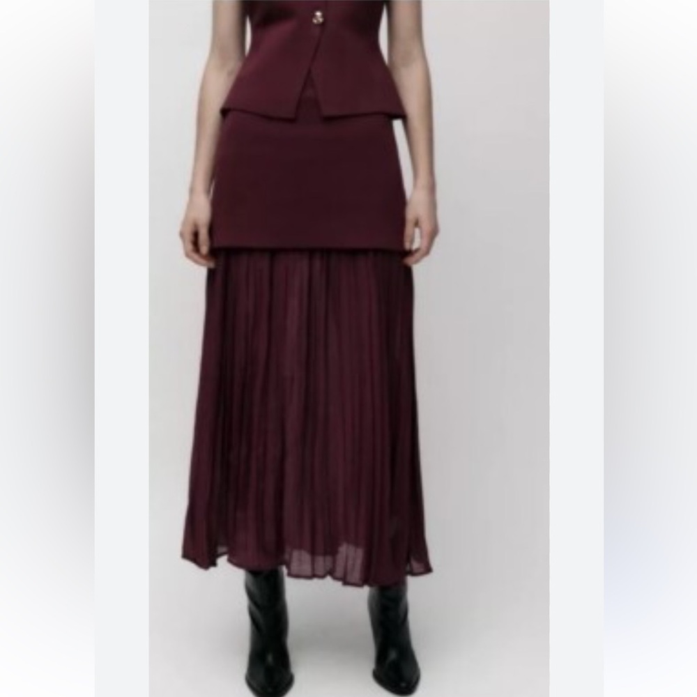 Zara Deep Burgundy Maxi Skirt